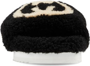 Eileen Logo Genuine Shearling Slide Sandal