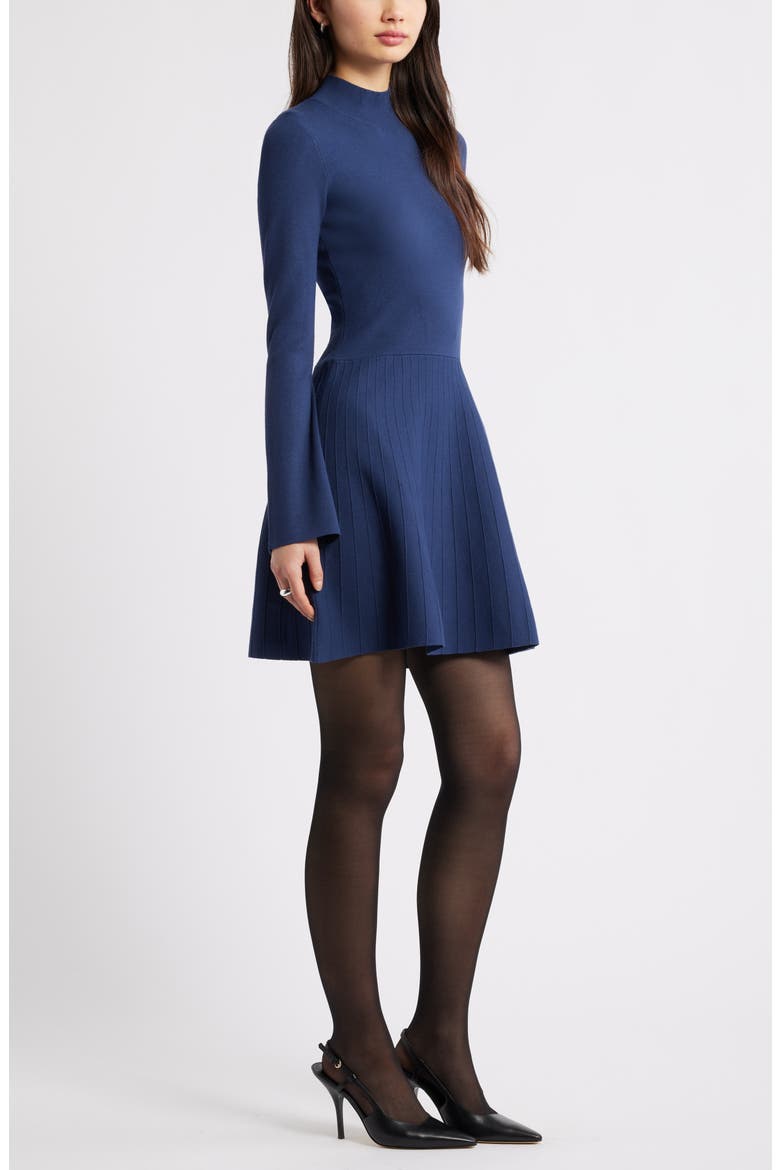 Mock Neck Long Sleeve Sweater Dress, Alternate, color, NAVY IRIS