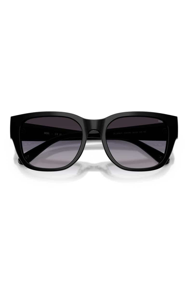 56mm Square Sunglasses, Main, color, SHINY BLACK / GREY GRADIENT