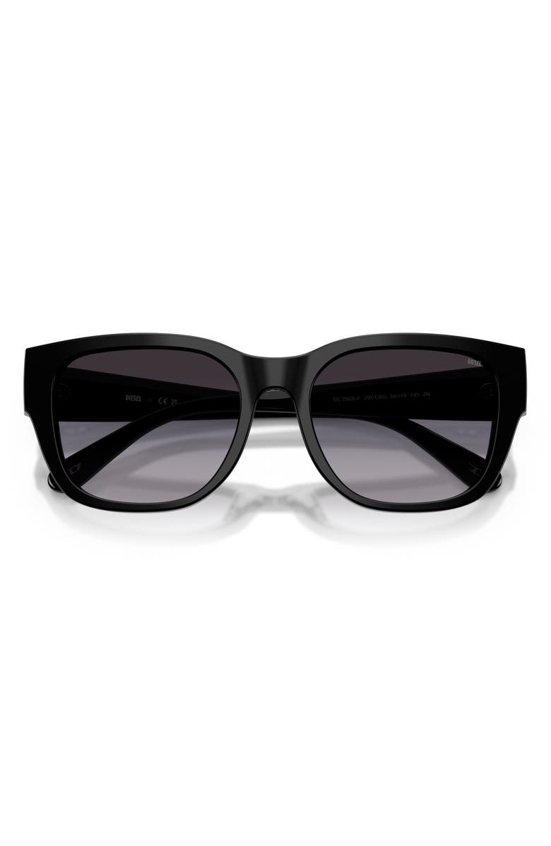 DIESEL<sup>®</sup> 56mm Square Sunglasses, Main, color, Shiny Black / Grey Gradient