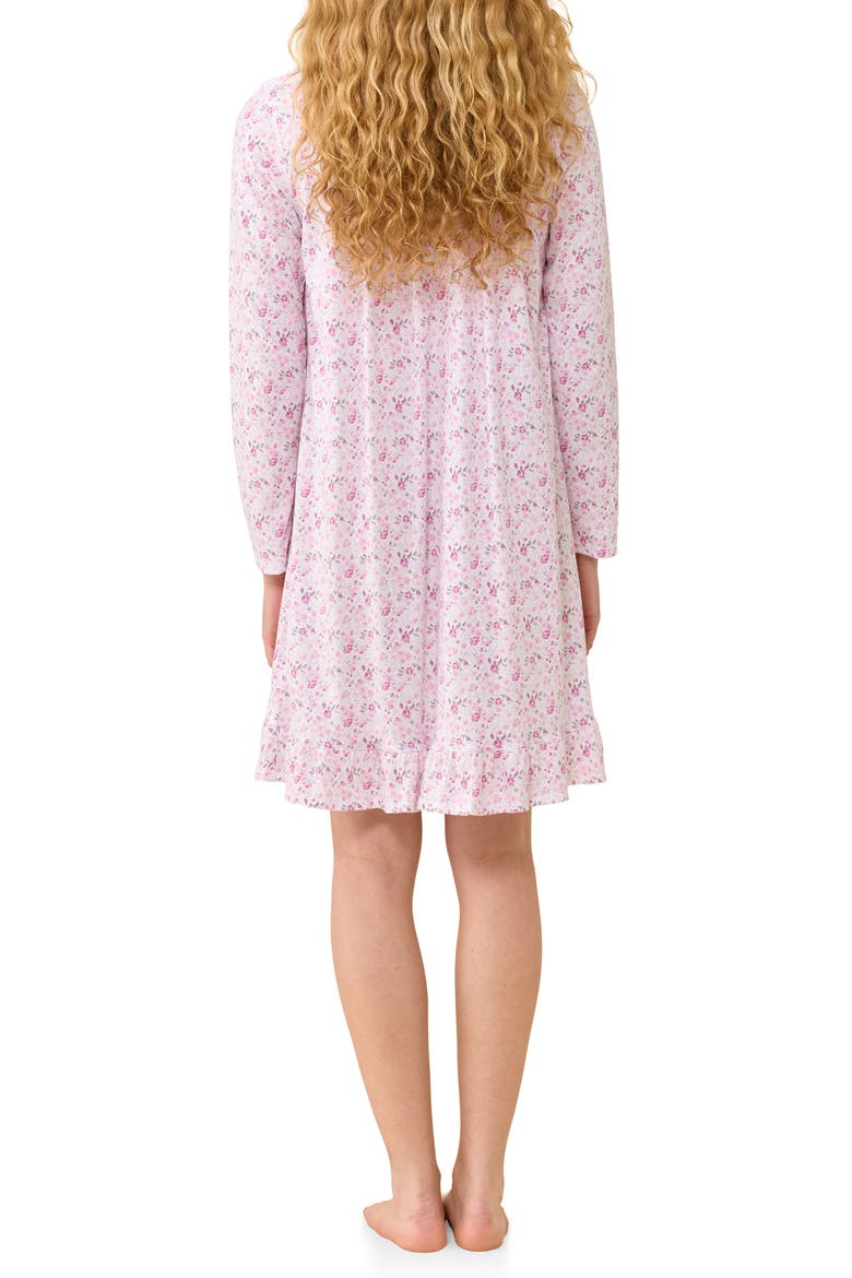 Lace Trim Long Sleeve Nightgown, Alternate, color, WHITE DAISY