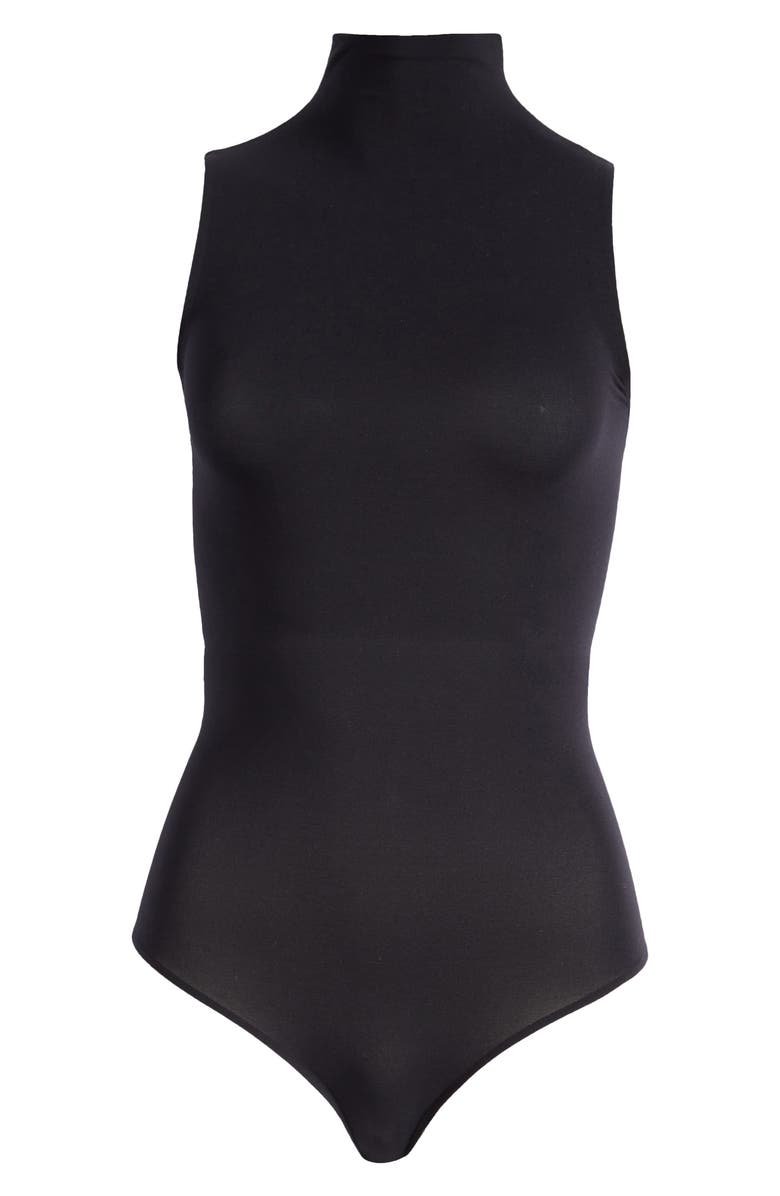 Commando Ballet Body Mock Neck Thong Bodysuit, Alternate, color, Black