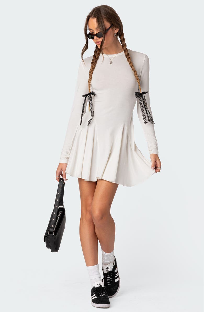 EDIKTED Lyria Long Sleeve Knit Minidress, Alternate, color, 