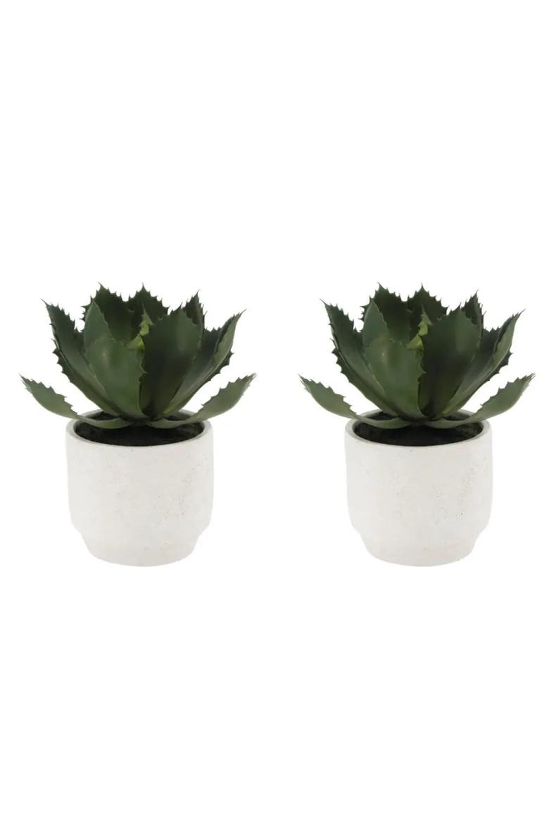 Artificial Succulent Plant Set in Stone Pots, Realistic 2-Pack, Main, color, Green succulents in stone pots