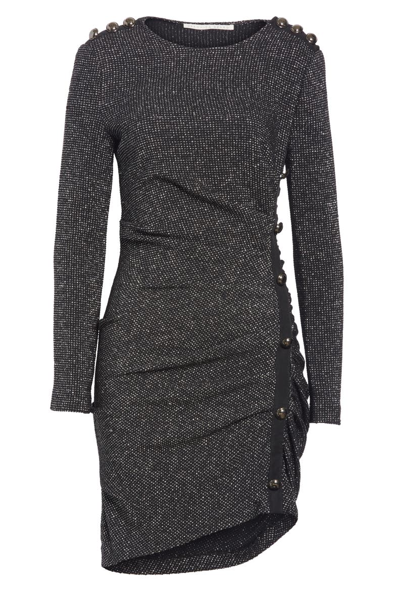 Ira Ruched Tweed Minidress, Alternate, color, SILVER