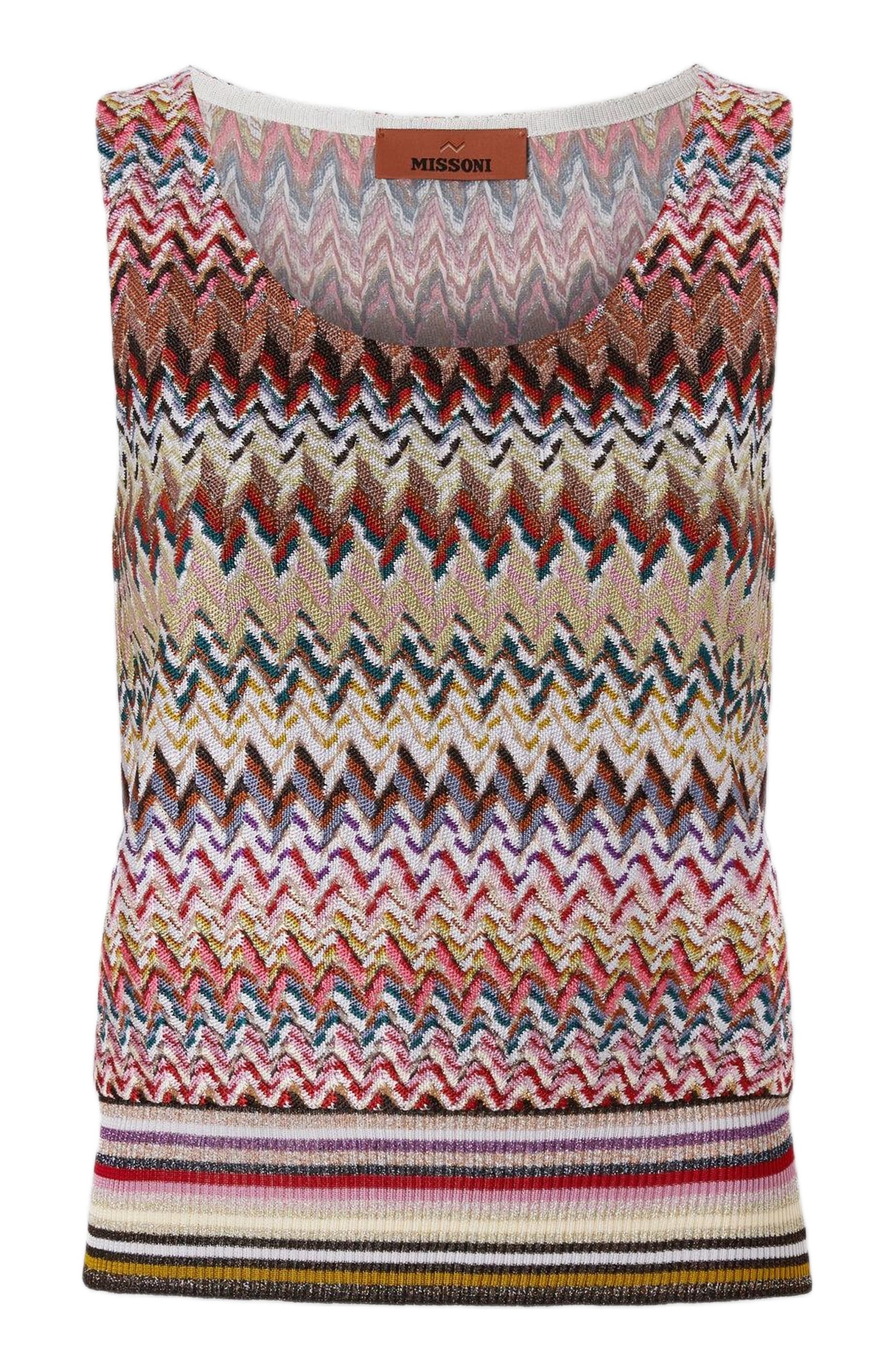 Zigzag Tank Top With Ribbed Detail - image 2