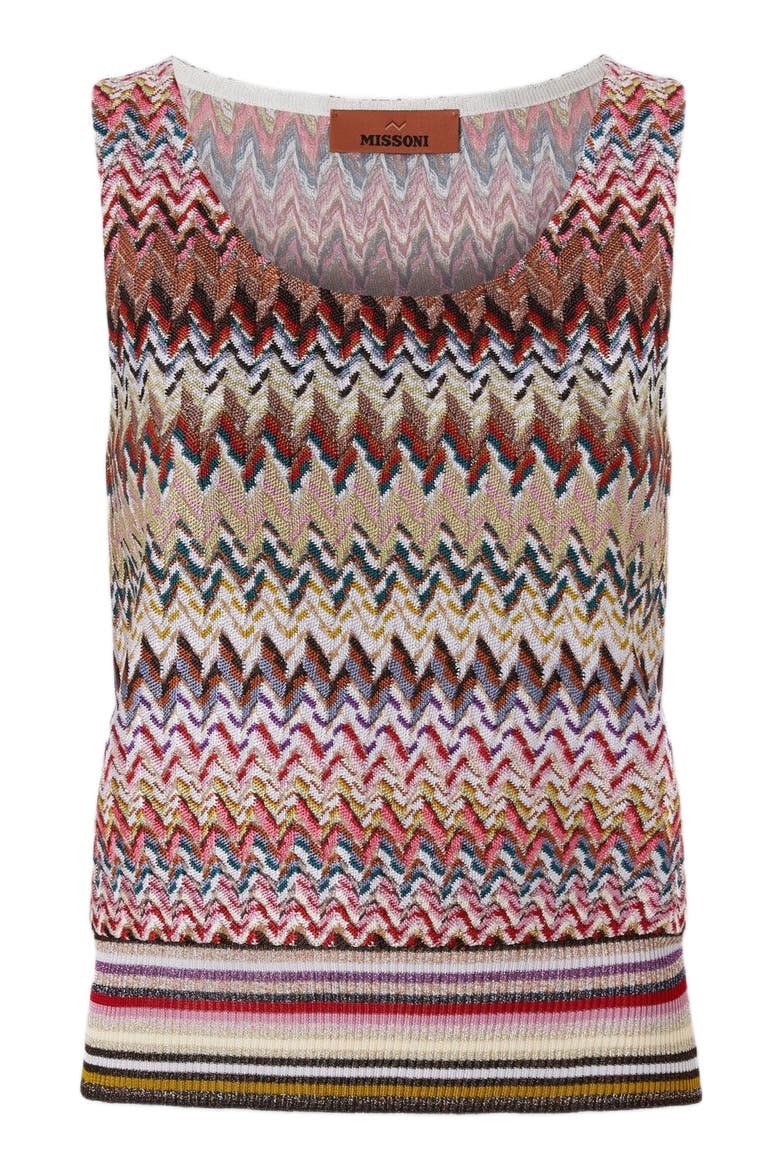 Zigzag Tank Top With Ribbed Detail, Alternate, color, Multicoloured