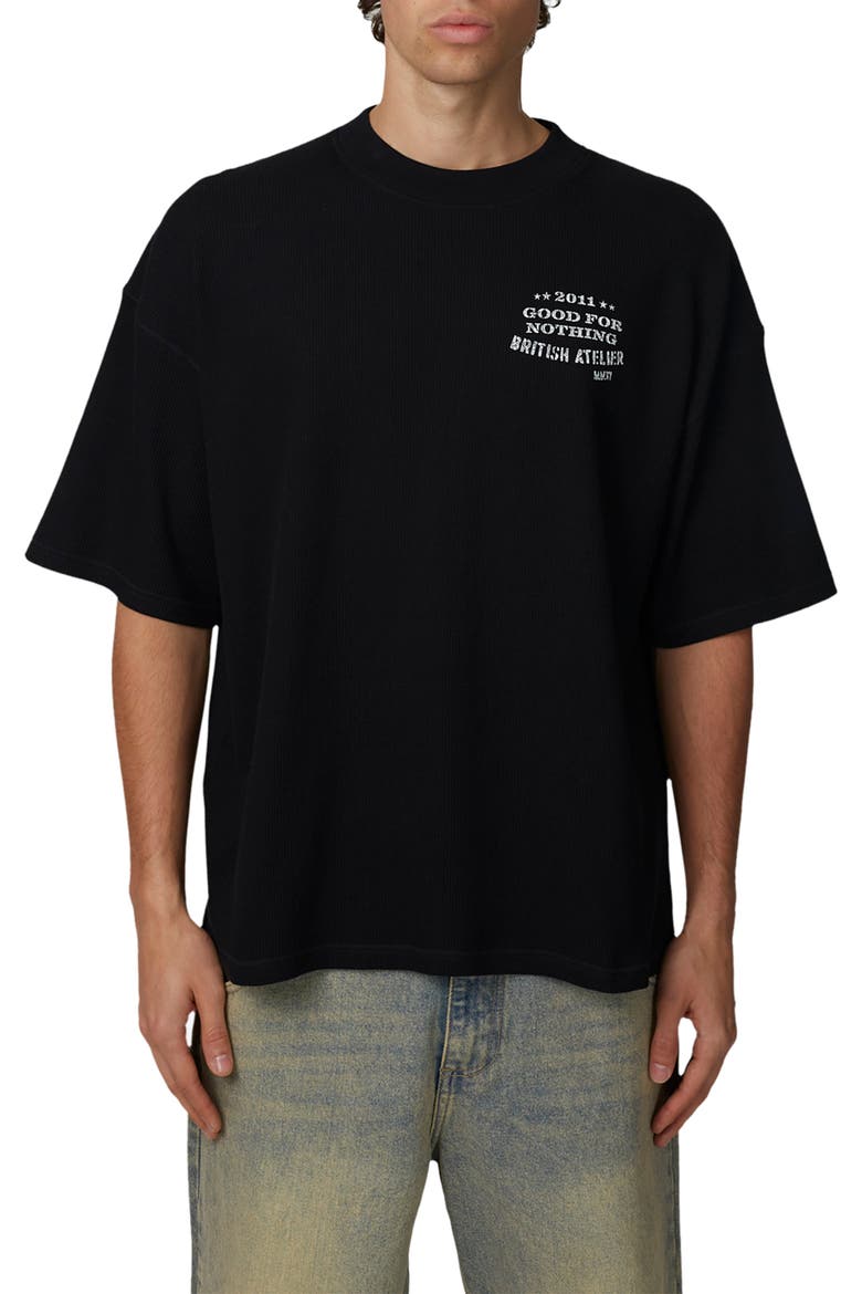 Boxy-Fit Stamp T-Shirt, Main, color, Black