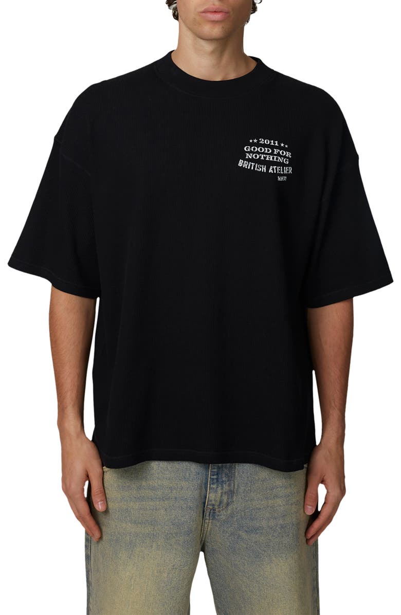 Good For Nothing Boxy-Fit Stamp T-Shirt, Main, color, Black