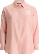 Lauren Ralph Lauren Relaxed Fit Eyelet Logo Embroidered Linen Button-Up Shirt