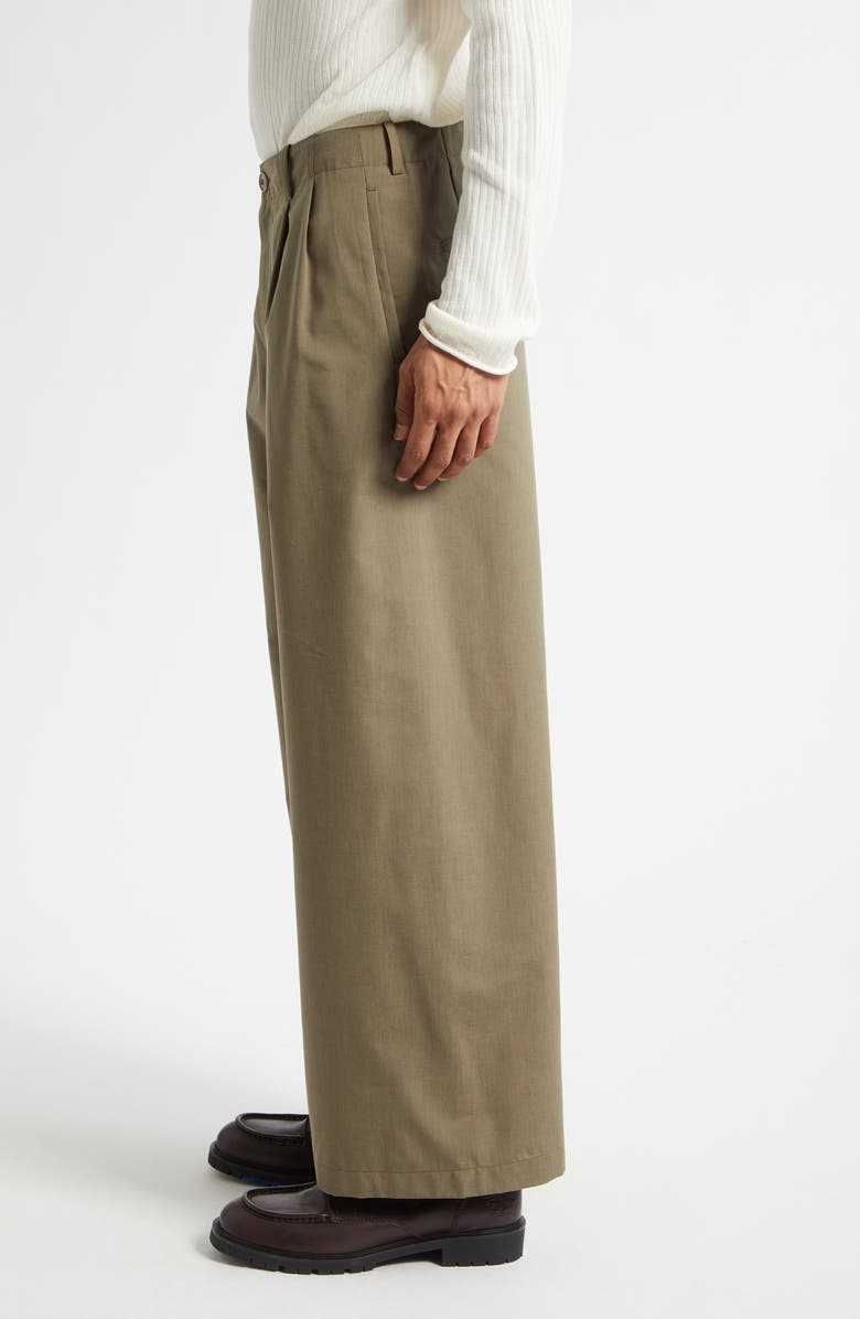 OUR LEGACY Bridge Pleated Vigin Wool & Cotton Chinos, Alternate, color, Dry Leaf Balance Woolcot