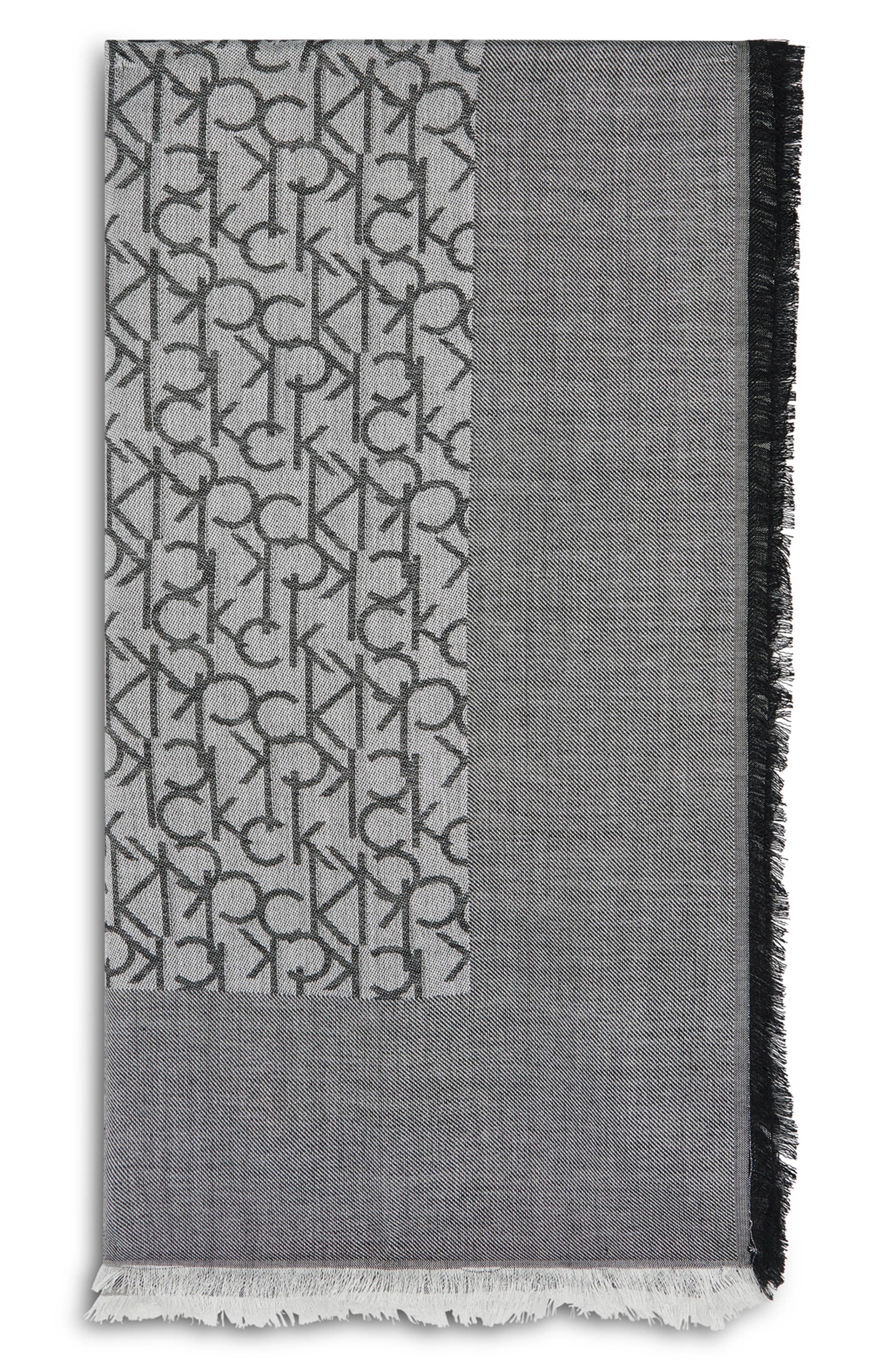 Calvin Klein Fringe Trim Logo Scarf