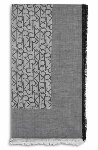 Calvin Klein Fringe Trim Logo Scarf