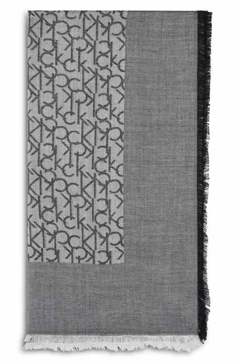 Calvin Klein Fringe Trim Logo Scarf