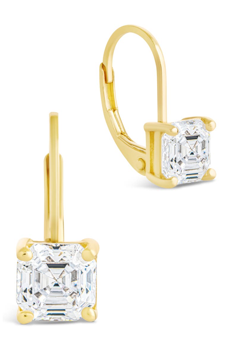 Princess Cut Cubic Zirconia Lever-Back Earrings, Main, color, GOLD