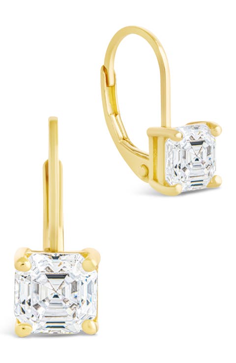 Princess Cut Cubic Zirconia Lever-Back Earrings