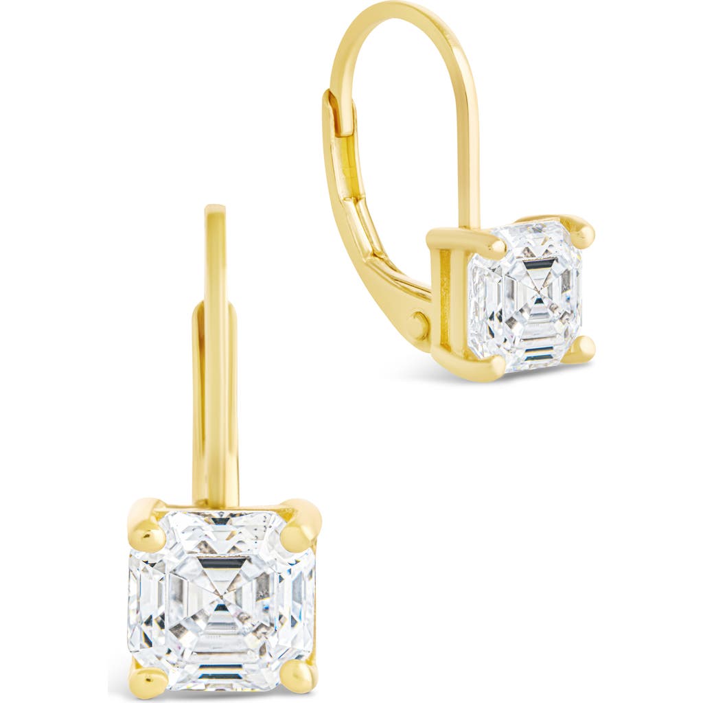 Sterling Forever Princess Cut Cubic Zirconia Lever-back Earrings In Gold