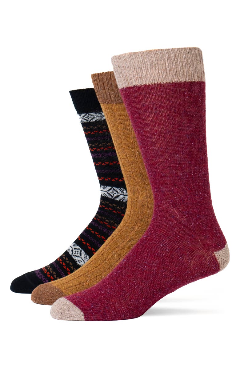 Lorenzo Uomo Assorted 3-Pack Wool Blend Crew Socks, Main, color,