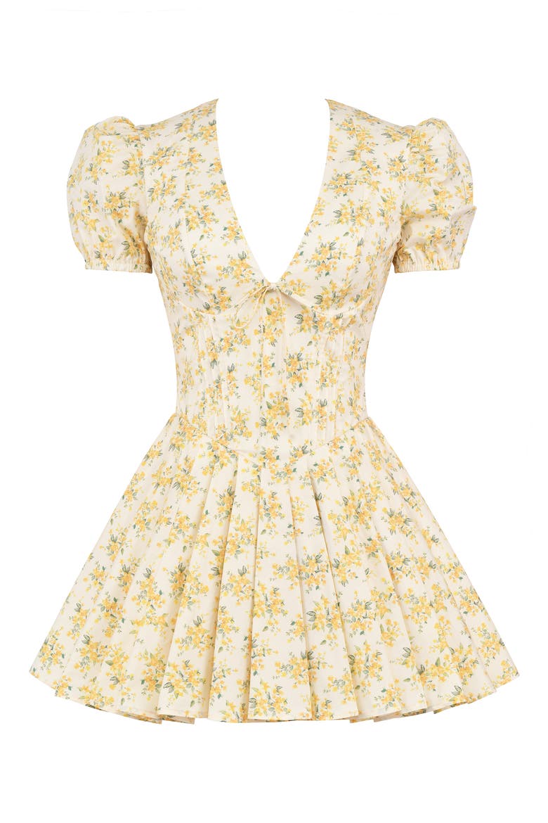 Imani Floral Minidress, Alternate, color, YELLOW FLORAL PRINT