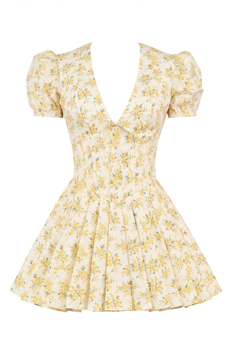 HOUSE OF CB Imani Floral Minidress, Alternate, color, Yellow Floral Print