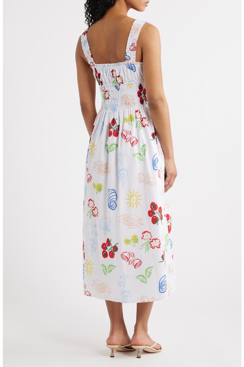 x Giadzy Capri Printed Cotton Midi Sundress, Alternate, color, WHITE ANTIPASTI