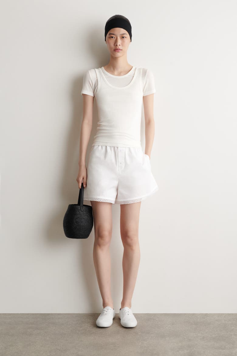 Layered Ribbed-jersey T-shirt, Alternate, color, WHITE