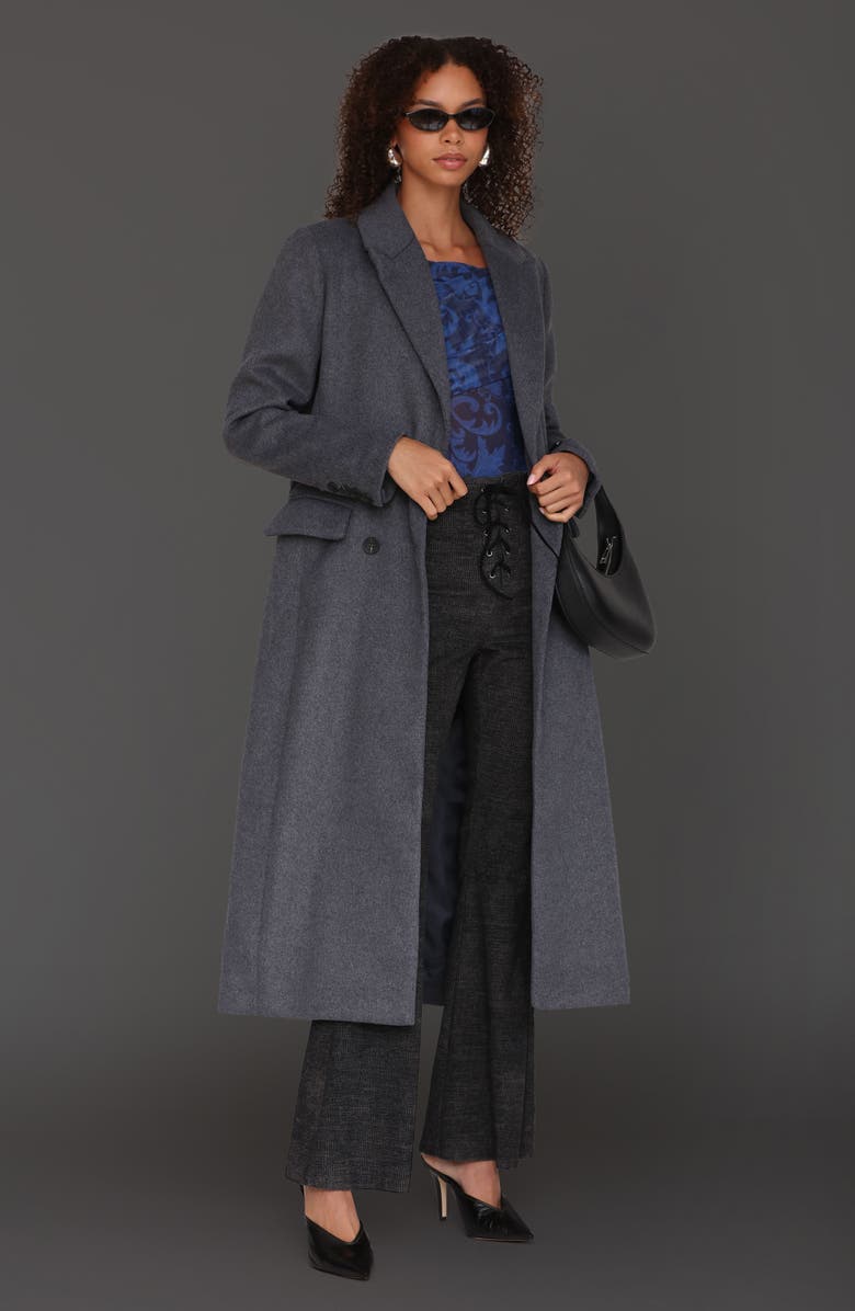 Avec Les Filles Relaxed Double Breasted Coat, Alternate, color, Grey