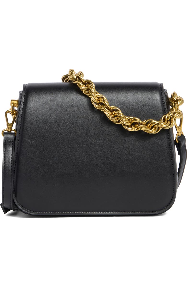 BCBG Twisted Top Handle Saddle Bag, Main, color, Black