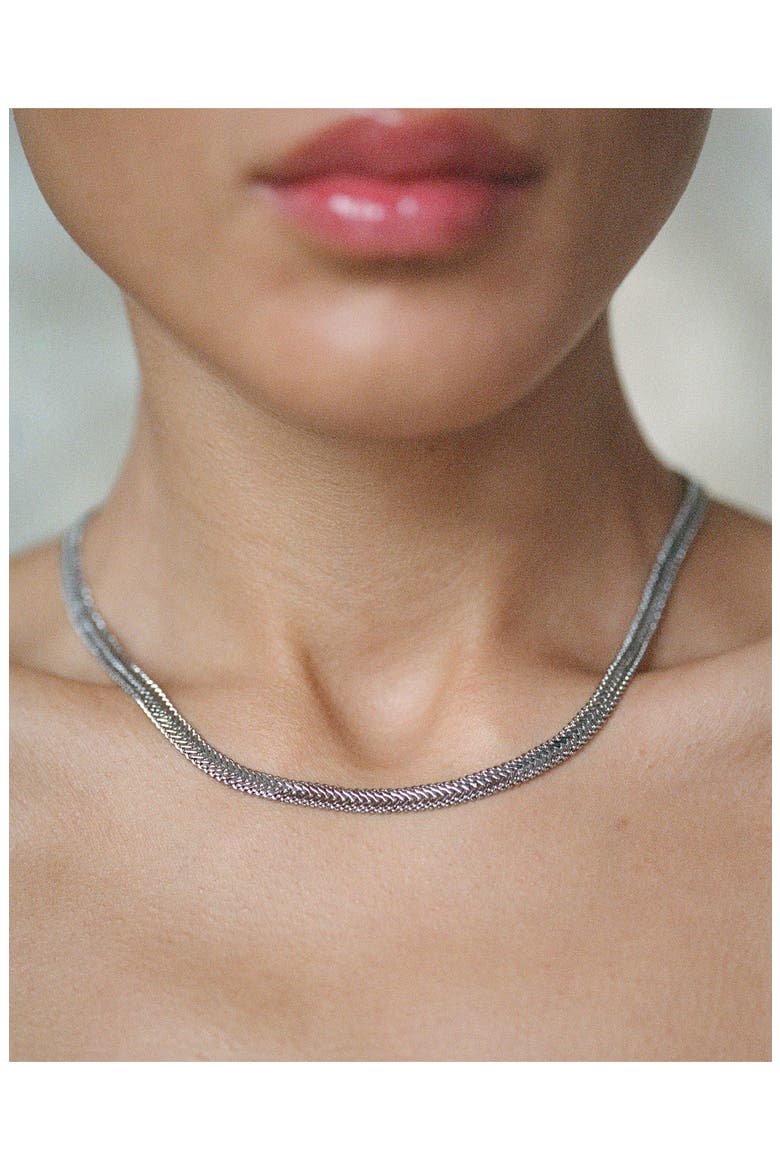 The Arezou Snake Chain Collar Necklace, Alternate, color, SILVER