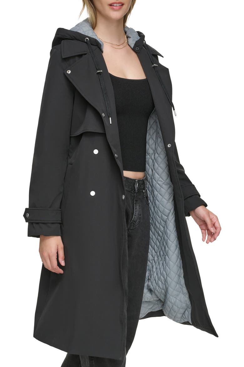Water Resistant Belted Trench Coat, Alternate, color, BLACK