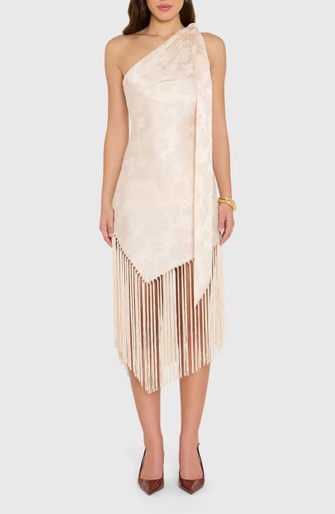 Chrishell Fringe One-Shoulder Dress