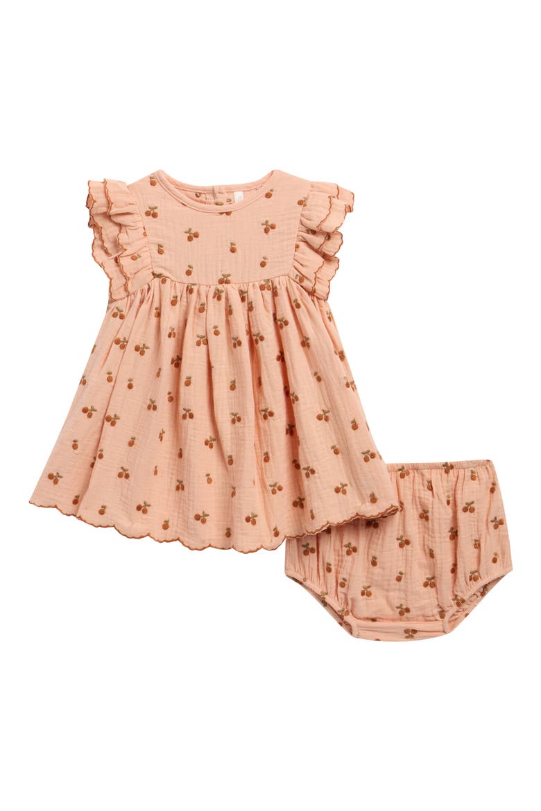 Kinsley Embroidered Cotton Dress & Bloomers Set, Main, color, MELON