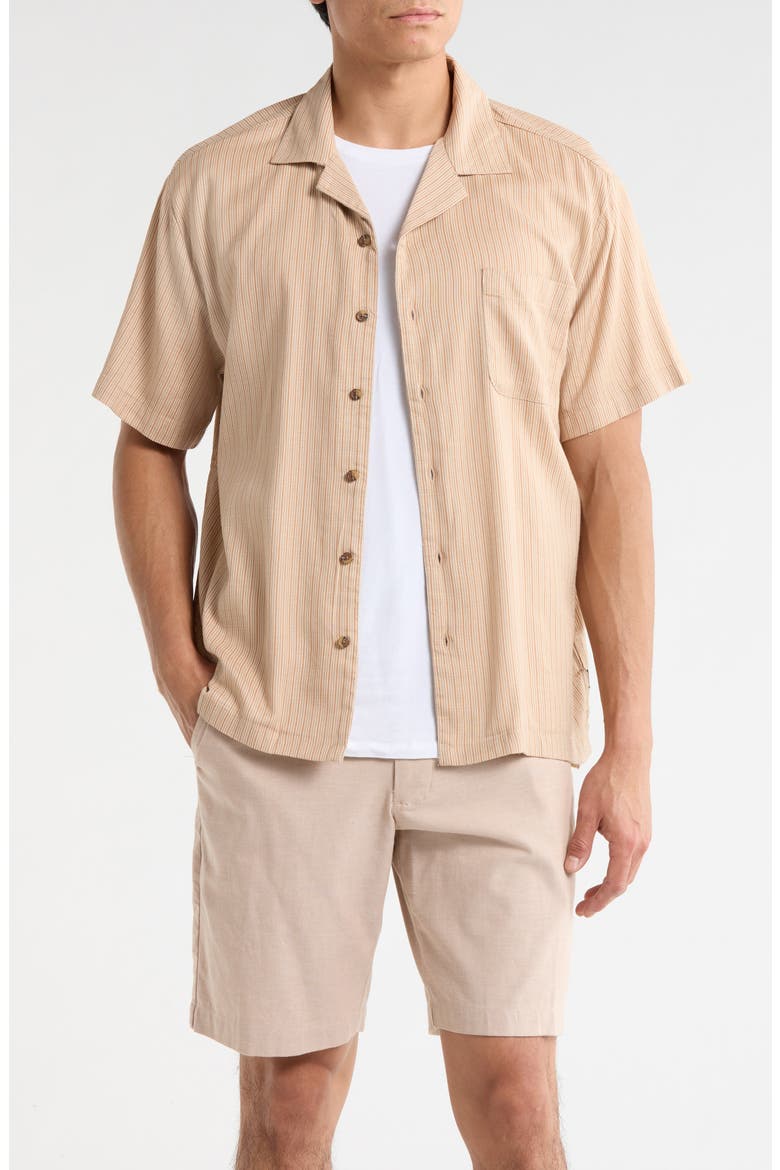 Bunker Slub Print Camp Shirt, Main, color, ITALIAN CLAY STRIPE