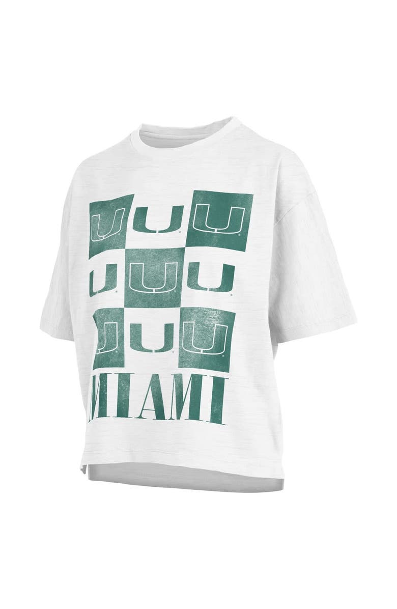 PRESSBOX Women's Pressbox White Miami Hurricanes Motley Crew Andy Waist Length Oversized T-Shirt, Main, color, White