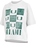 PRESSBOX Women's Pressbox White Miami Hurricanes Motley Crew Andy Waist Length Oversized T-Shirt