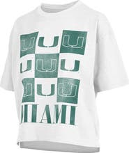 PRESSBOX Women's Pressbox White Miami Hurricanes Motley Crew Andy Waist Length Oversized T-Shirt