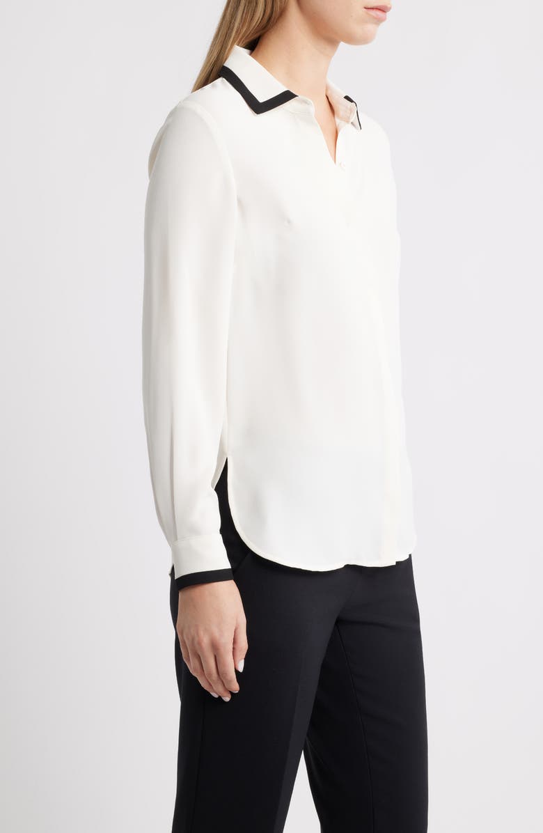 Anne Klein Contrast Trim Shirt, Alternate, color, White Dove