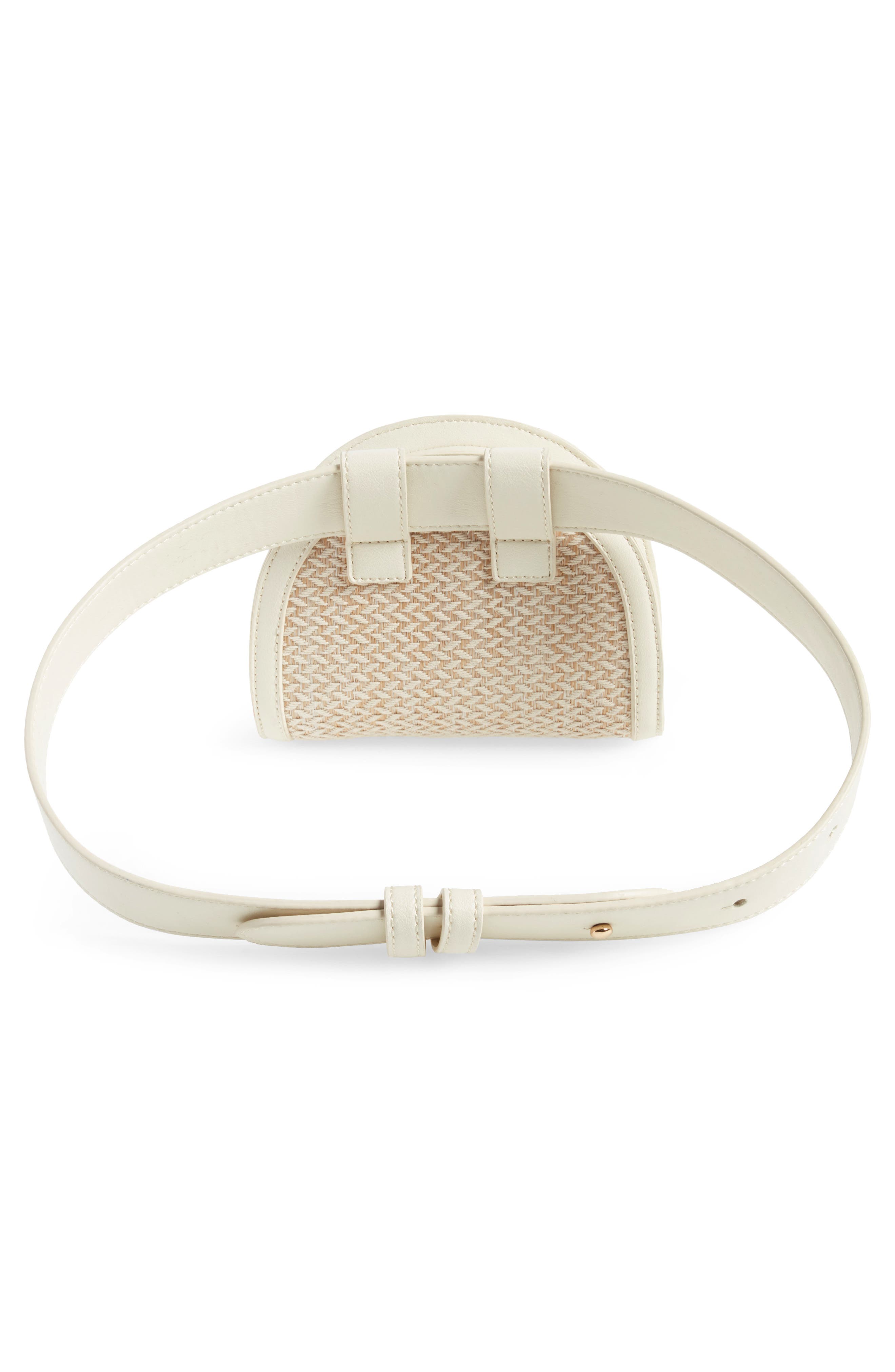 Leith Straw & Faux Leather Belt Bag, Alternate, color, 