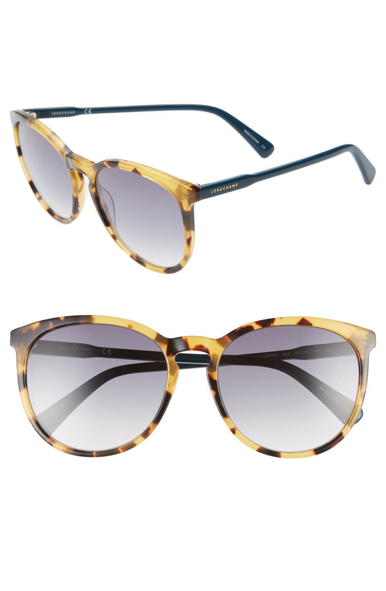 Longchamp 56mm Round Sunglasses, Main, color, Vintage Havana