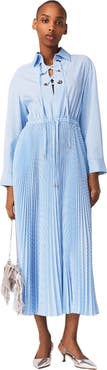 maje Long pleated dress with eyelets