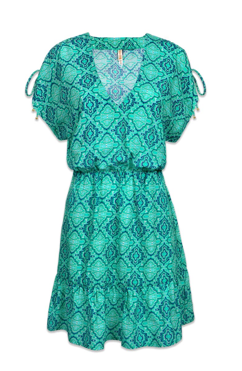 HELEN JON V-Neck Dress, Alternate, color, Marbella Tile