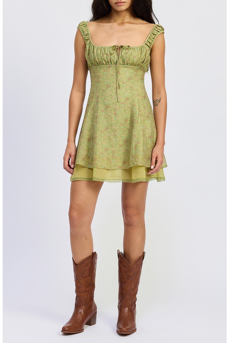 Jenny Mini Dress, Main, color, LIGHT GREEN DITSY