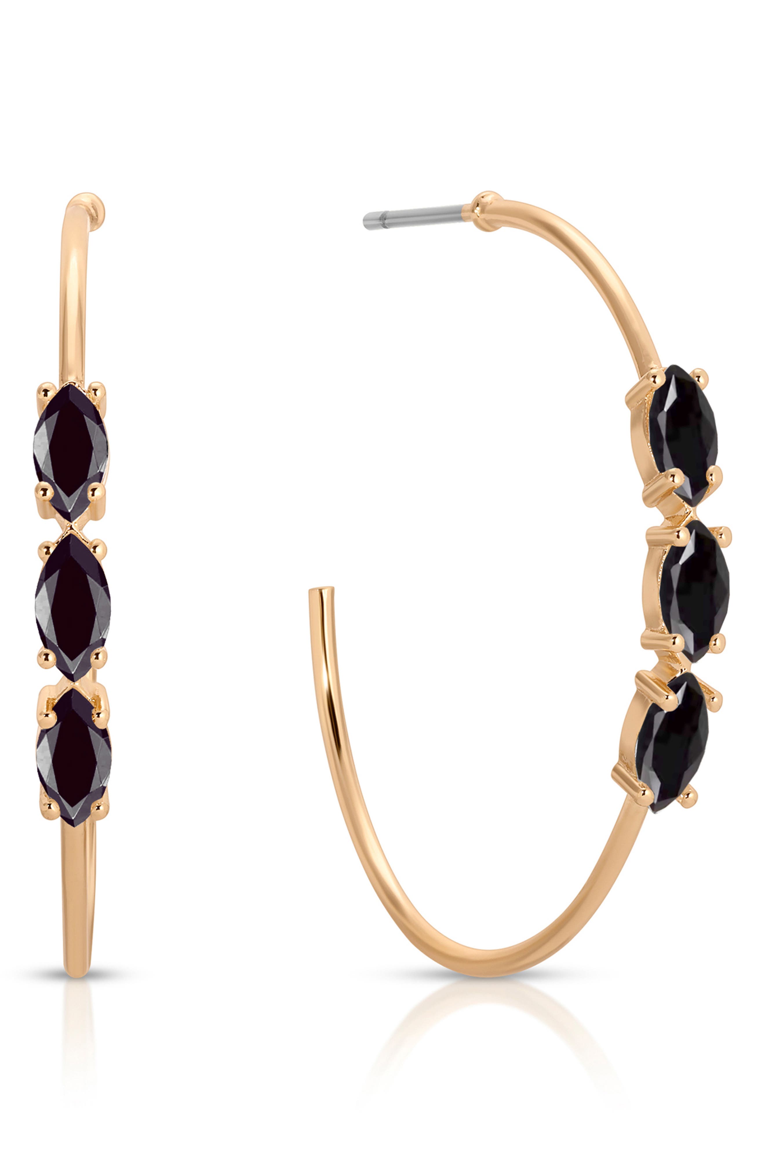 Ettika Triple Marquise Cubic Zirconia Hoop Earrings