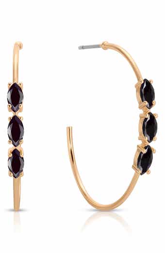 Ettika Triple Marquise Cubic Zirconia Hoop Earrings