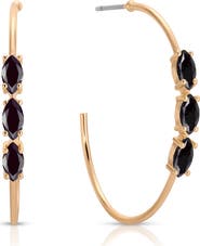 Ettika Triple Marquise Cubic Zirconia Hoop Earrings