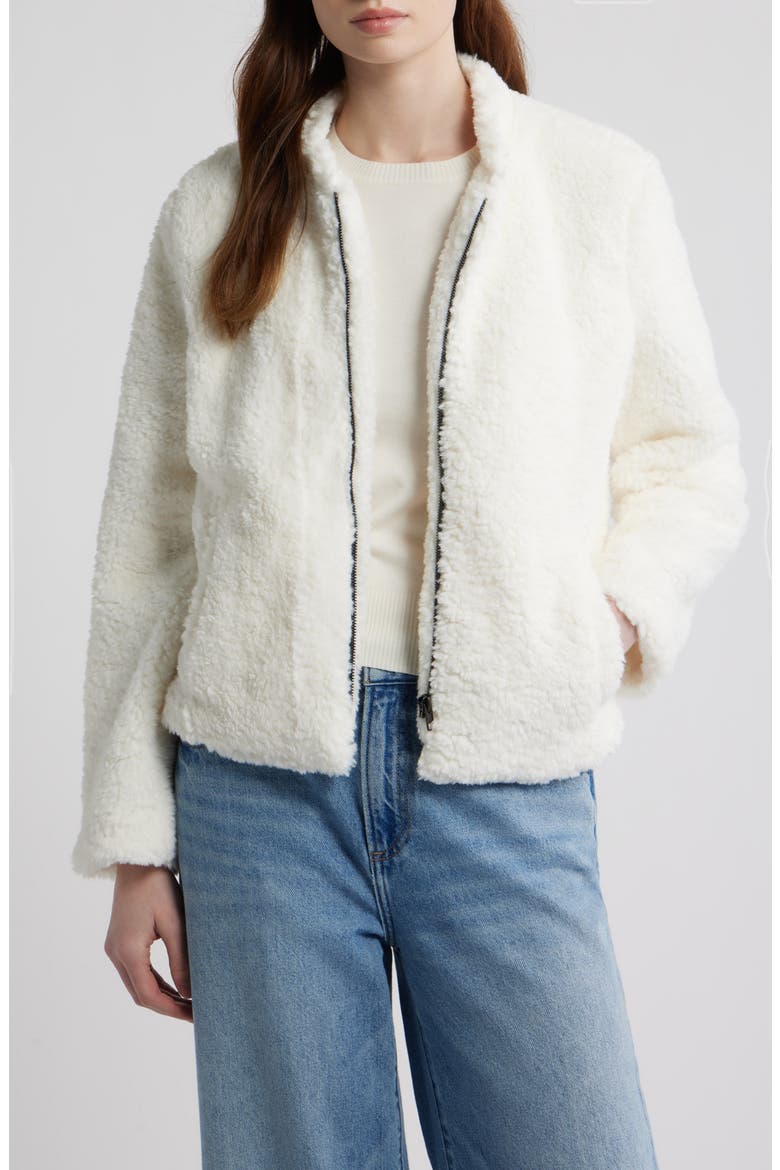Lin High Pile Fleece Jacket, Alternate, color, IVORY