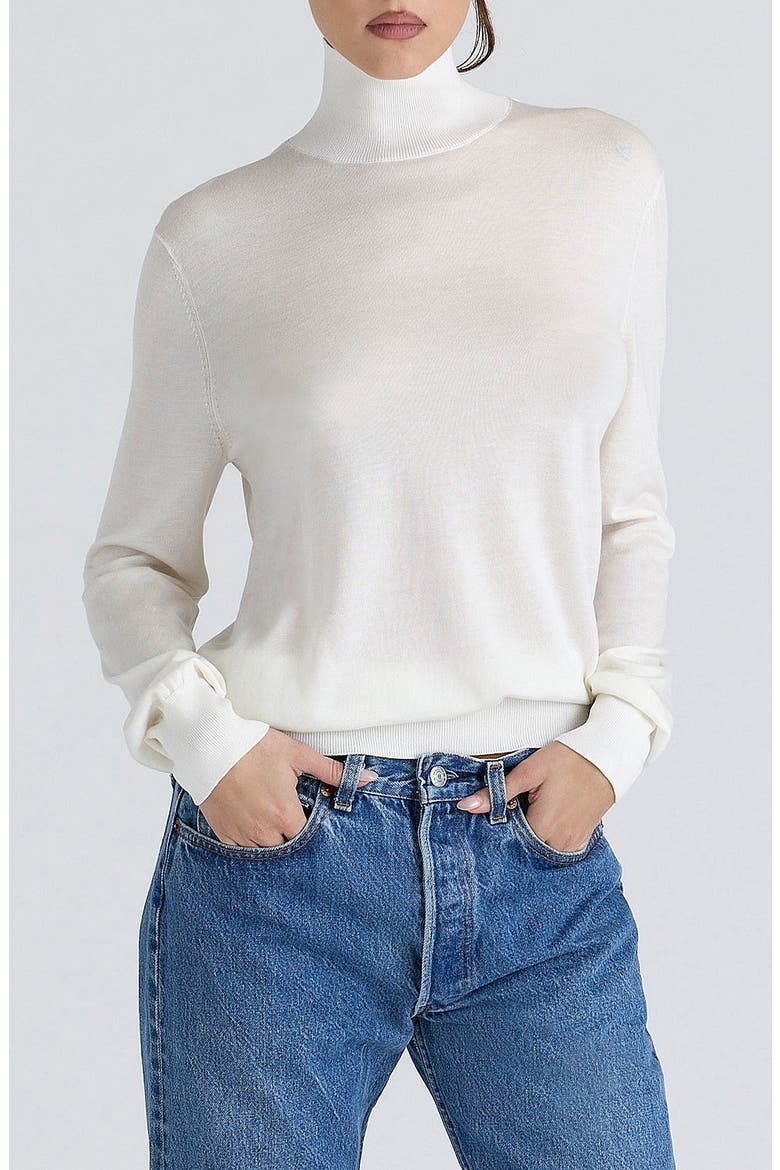Angel Silk & Wool Blend Mock Neck Sweater, Main, color, IVORY