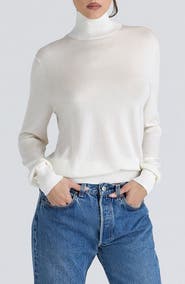 HOUSE OF CB Angel Silk & Wool Blend Mock Neck Sweater