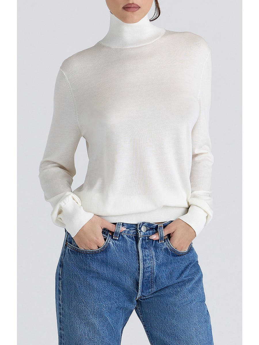 Angel Silk & Wool Blend Mock Neck Sweater