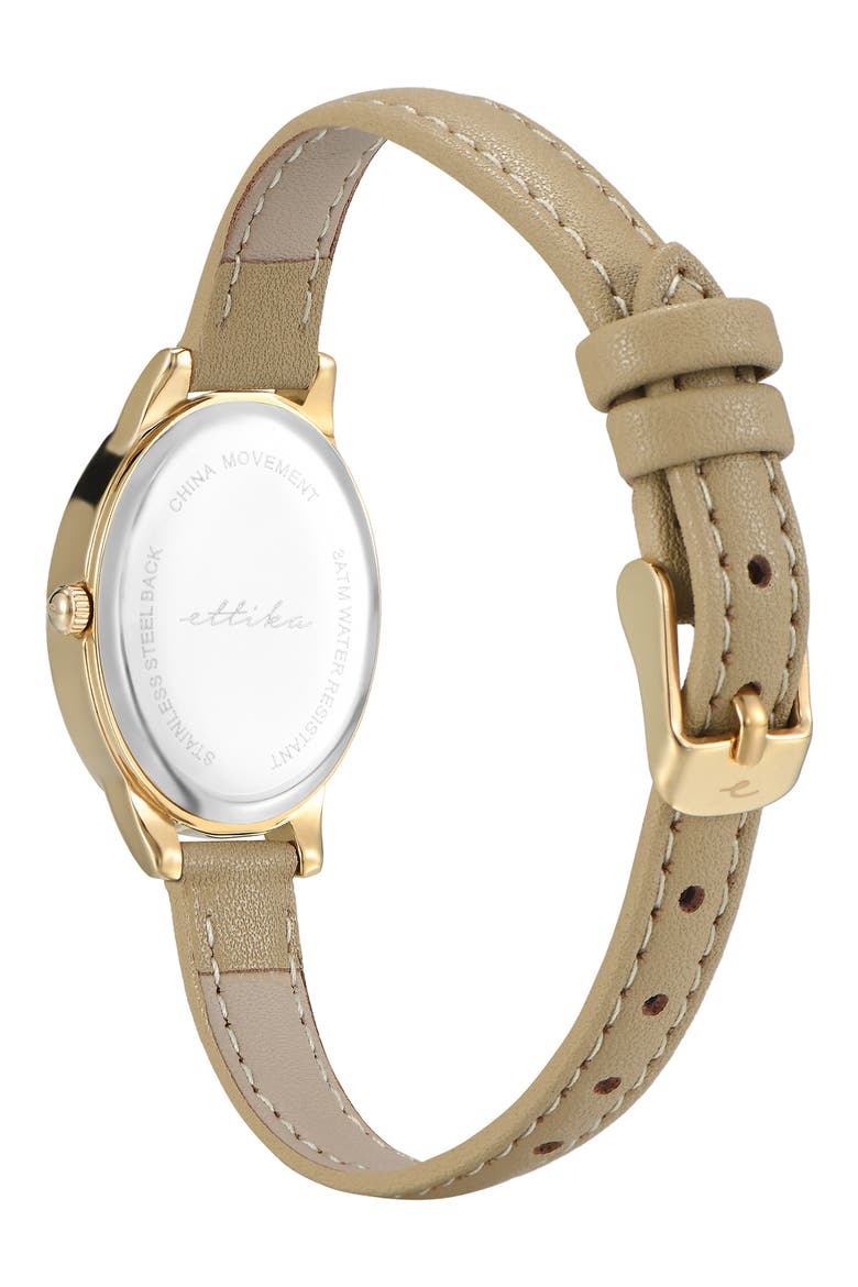 Oval Leather Strap Watch, Alternate, color, SHIITAKE